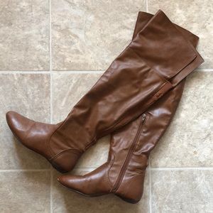 Brown tall knee high boots